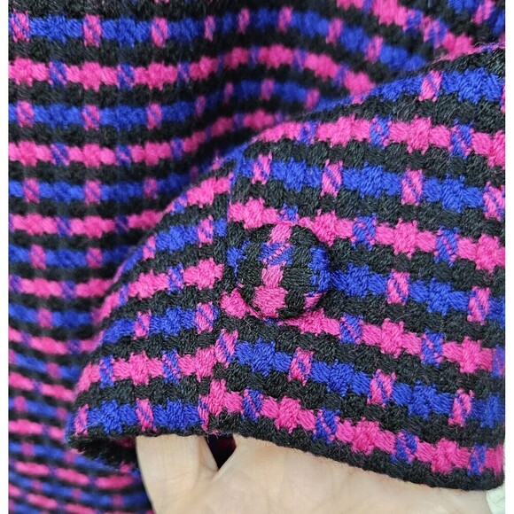 Talbots Petites Worsted Wool Pink Purple Open Front Tweed Blazer Size 6P VTG - Picture 9 of 9